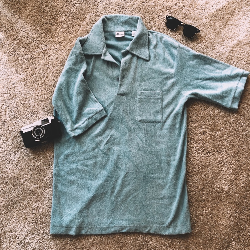 Vintage Pale Blue Terrycloth Polo
